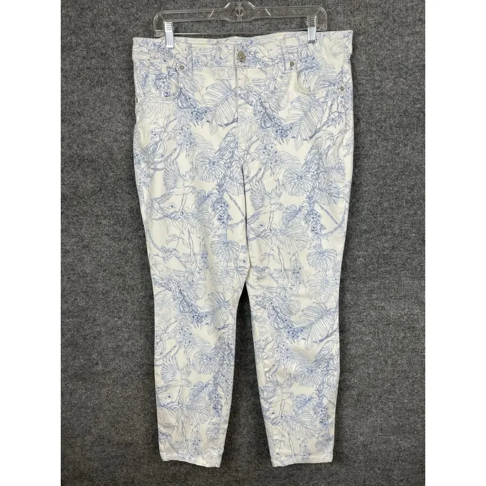 Tommy Bahama Pants 14X28 Boracay Beach White High Rise Ankle Tropical Print‎